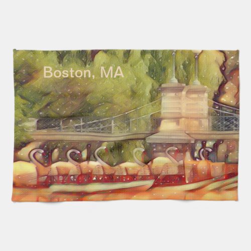 Boston Swan Boats Summer Filter Kitchen Towel