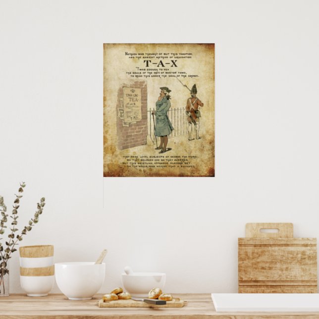 Boston Tea Party Retro Wall Print