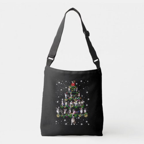 Boston Terrie Christmas Tree Covered By Flashlight Crossbody Bag