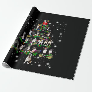 Boston Terrie Christmas Tree Covered By Flashlight Wrapping Paper