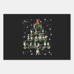 Boston Terrie Christmas Tree Covered By Flashlight Wrapping Paper Sheets