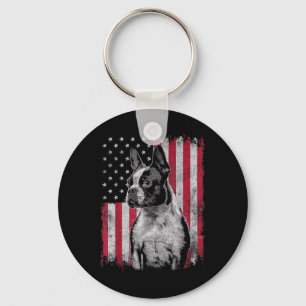 Boston Terrier 4th Of July Patriotic Usa Independe Keychain