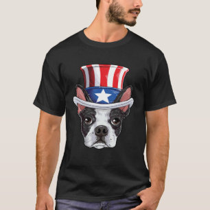 Boston Terrier 4th of July Uncle Sam Kids Boys Ame T-Shirt