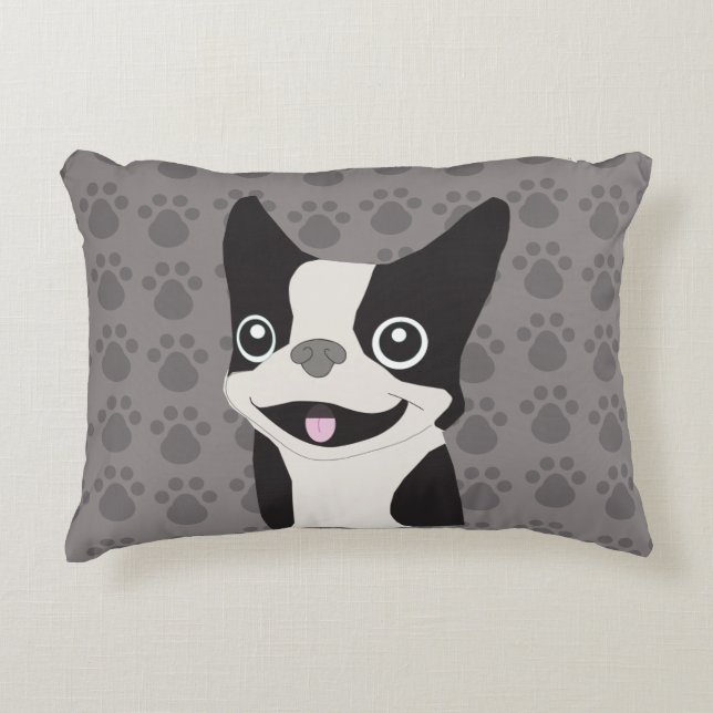 Boston Terrier Accent Pillow (Front)