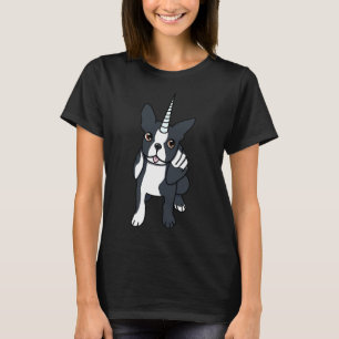 Boston Terrier Alicorn Canines And Felines T-Shirt