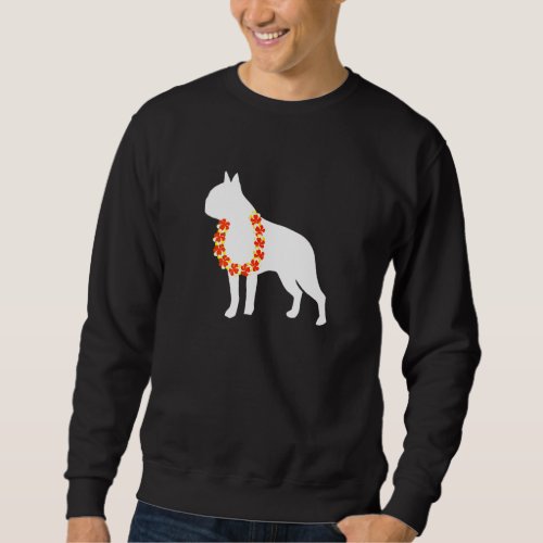Boston Terrier Aloha Hawaiian Lei Dog Sweatshirt