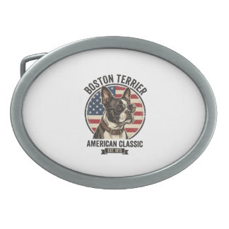 Boston Terrier American Classic Dog Flag Sunglasse Belt Buckle