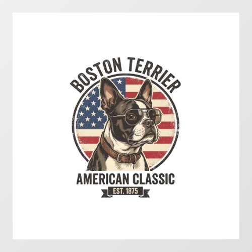 Boston Terrier American Classic Dog Flag Sunglasse Floor Decals