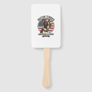Boston Terrier American Classic Dog Flag Sunglasse Hand Fan