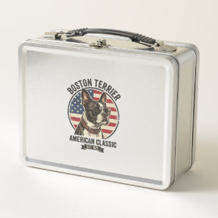 Boston Terrier American Classic Dog Flag Sunglasse Metal Lunch Box