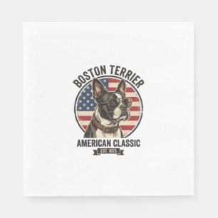 Boston Terrier American Classic Dog Flag Sunglasse Napkins