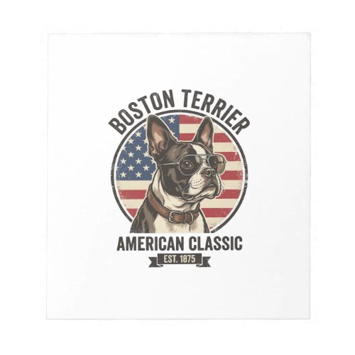 Boston Terrier American Classic Dog Flag Sunglasse Notepad