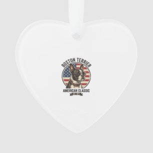 Boston Terrier American Classic Dog Flag Sunglasse Ornament