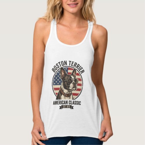 Boston Terrier American Classic Dog Flag Sunglasse Tank Top