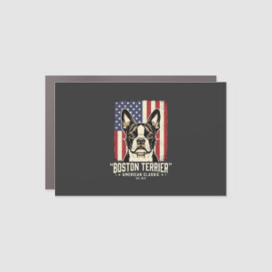 Boston Terrier American Classic Flag Car Magnet