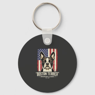Boston Terrier American Classic Flag Keychain