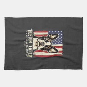 Boston Terrier American Classic Flag Kitchen Towel