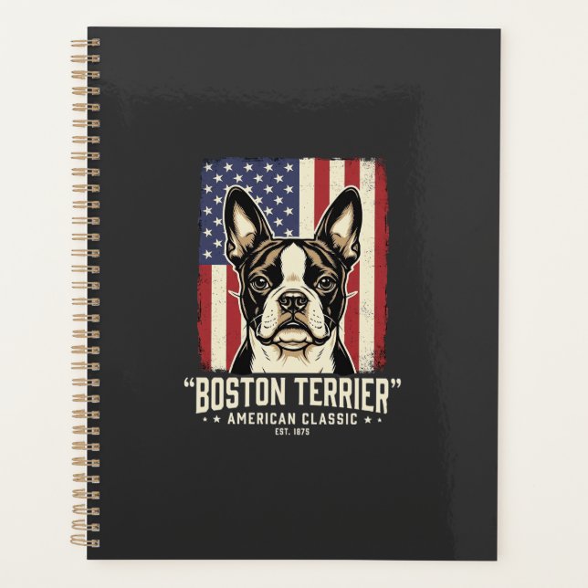 Boston Terrier American Classic Flag Planner (Front)