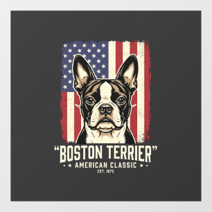 Boston Terrier American Classic Flag Window Cling