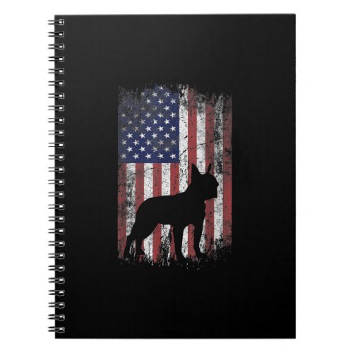 Boston Terrier American Flag USA Patriot Dog Lover Notebook
