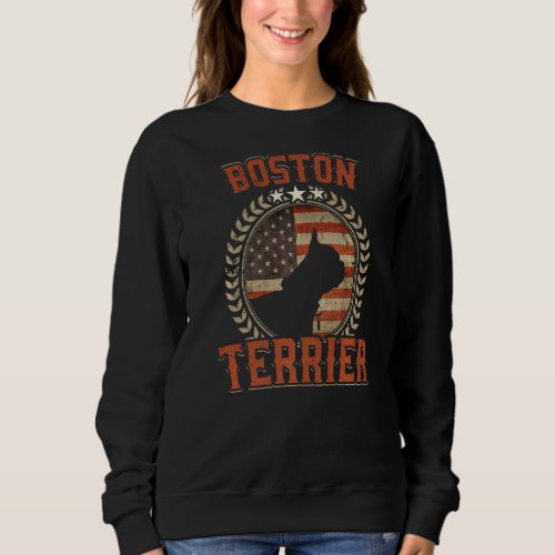 Boston Terrier American Flag  Usa Patriotic Dog Sweatshirt