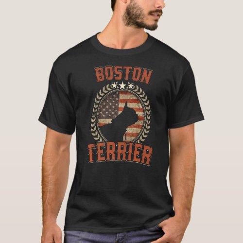 Boston Terrier American Flag  Usa Patriotic Dog T_Shirt
