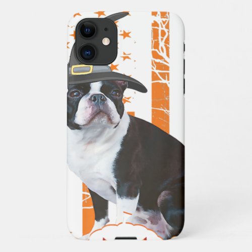 Boston Terrier American USA Flag Funny Halloween iPhone 11 Case