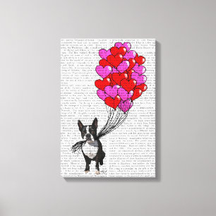 Boston Terrier And Balloons Canvas Print