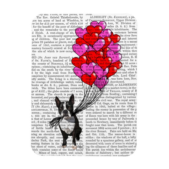 Boston Terrier And Balloons Magnet (Vertical)