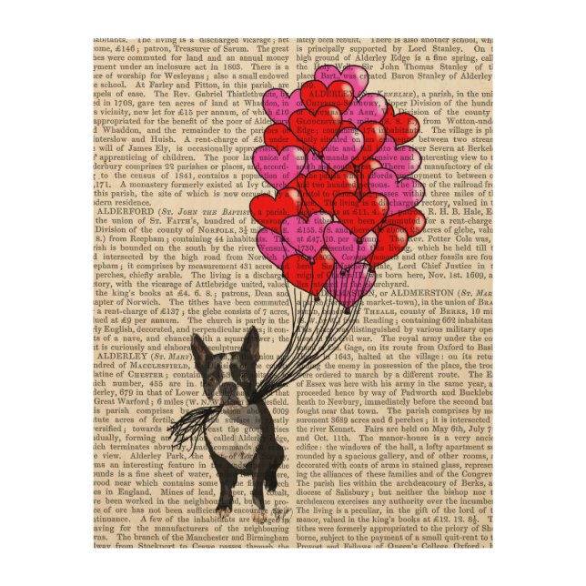 Boston Terrier And Balloons Wood Wall Decor (Front)