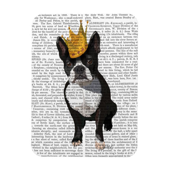 Boston Terrier And Crown Magnet (Vertical)