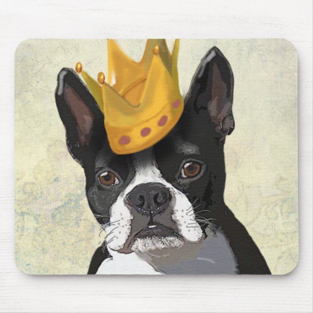 Boston Terrier and Crown Mouse Pad (Front)