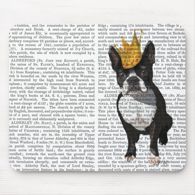 Boston Terrier And Crown Mouse Pad (Front)