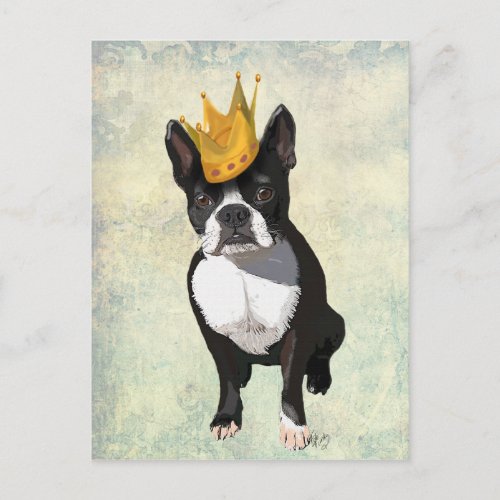 Boston Terrier and Crown Postcard