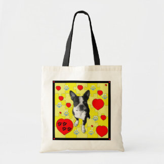 Boston Terrier and Hearts Tote Bag