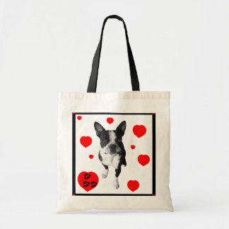Boston Terrier and Hearts Tote Bag