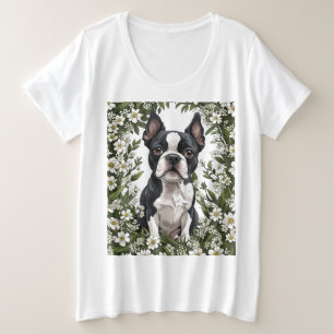 Boston Terrier And Massachusetts Mayflowers 2 Plus Size T-Shirt