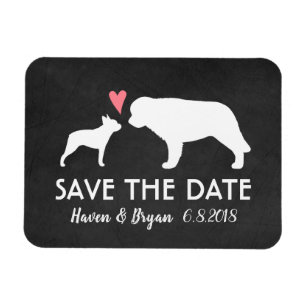 Boston Terrier and Saint Bernard Save the Date Magnet