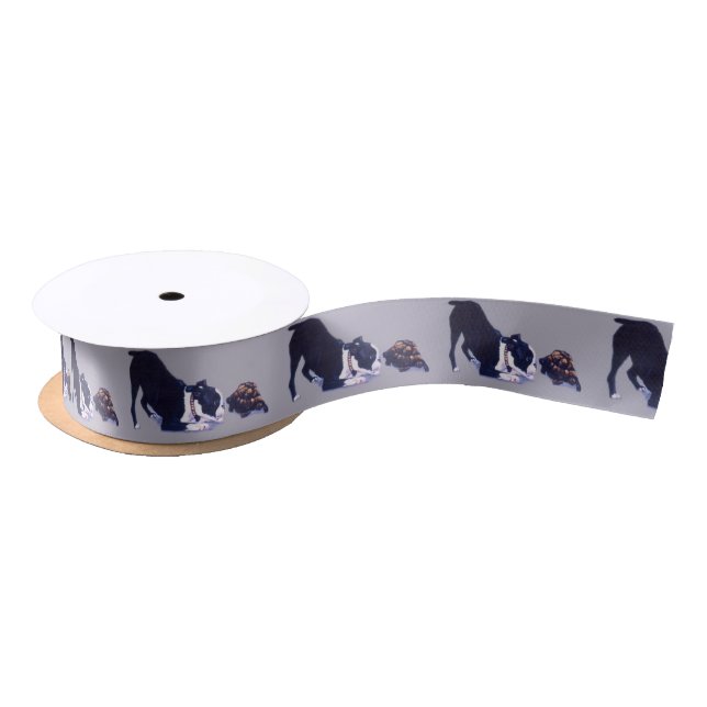 Boston Terrier and Turtle Dog Art Ribbon (Spool)