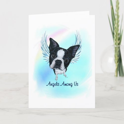 Boston Terrier Angel Dog Pet Loss Sympathy Card
