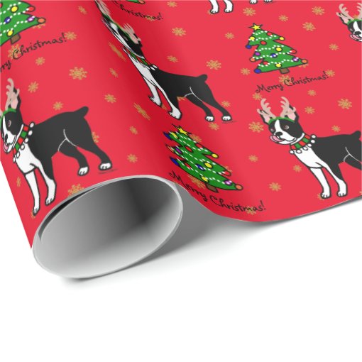 Boston Terrier Christmas Wrapping Paper 