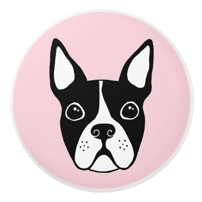 Boston terrier any color background ceramic knob (Front)