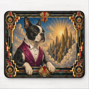 Boston Terrier, Art Deco Dog Mouse Pad