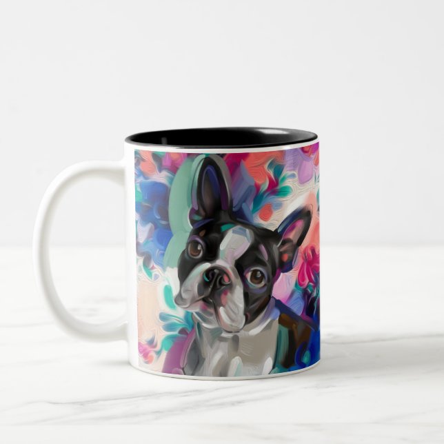 Boston Terrier Art Mug | turquoise (Left)