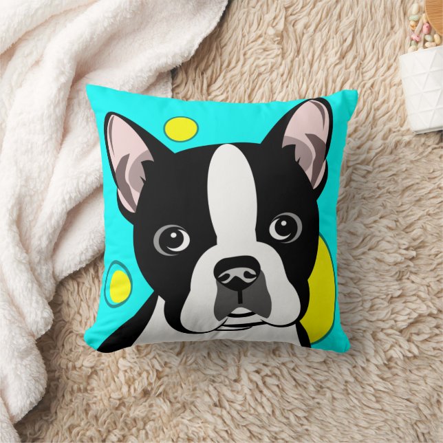 Boston Terrier Art Throw Pillow (Blanket)