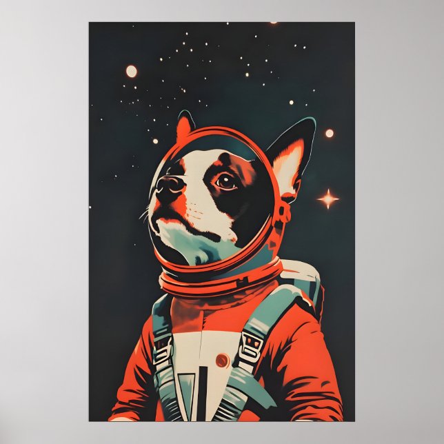 Boston Terrier Astronaut Poster, Boston Terrier Poster (Front)