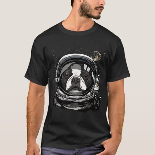 Boston Terrier Astronaut Space Astronomy T_Shirt