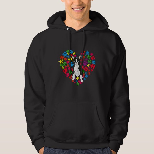 Boston Terrier Autism Awareness  For Dog Mom And D Hoodie (Front)