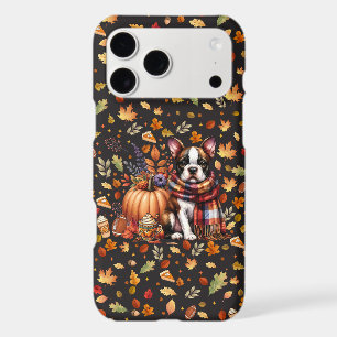 Boston Terrier Autumn Plaid Scarf Pumpkin Starry iPhone 17 Pro Max Case