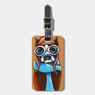 Boston Terrier Aviator Luggage Tag